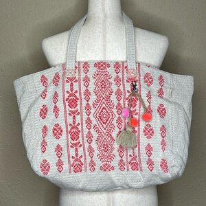 HOLLISTER Canvas Boho Tassel Tote